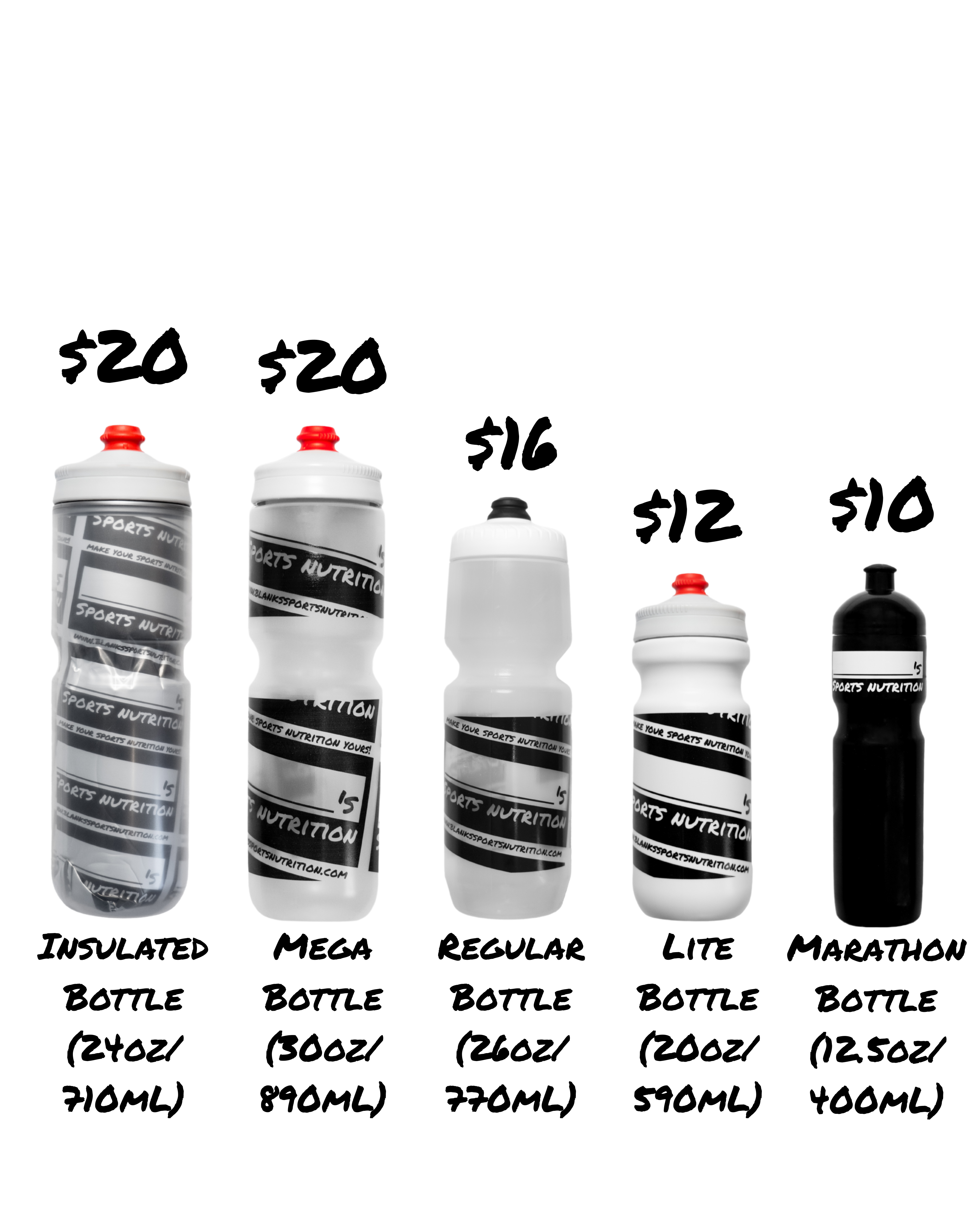 Sports nutrition and hydration bottles 